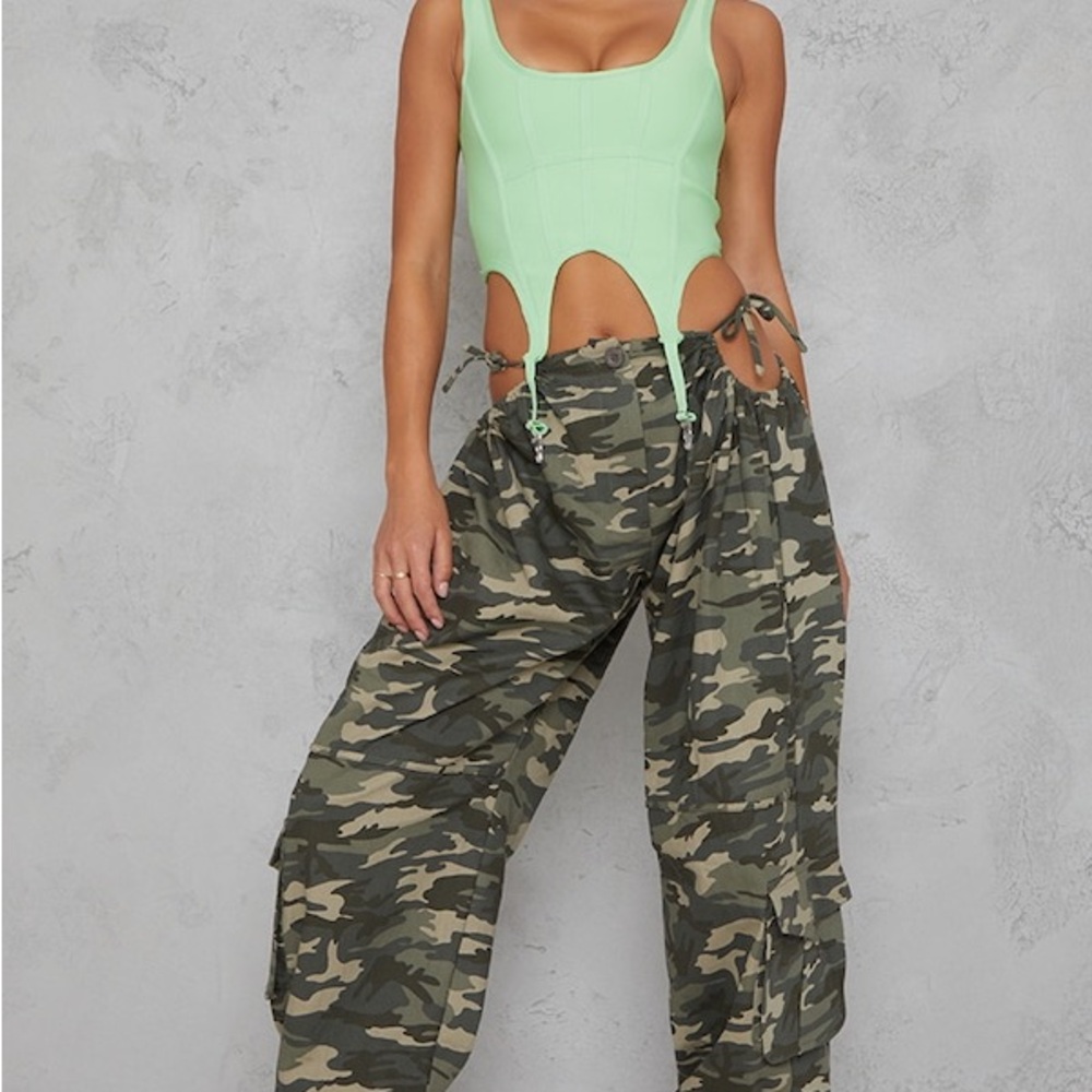 PLT GREY CAMO PRINT CUT OUT CARGO JOGGERS | NWT size 12 (US)